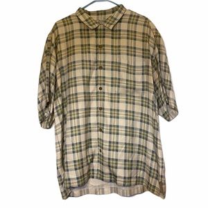 Tommy Bahama Cream/Green Plaid Button Down Shirt